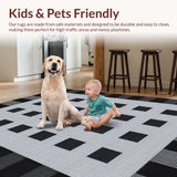 Ultra Soft Area Rug, Non Slip, Stain Resistant, Washable Area Rugs for Living Room, Bedroom, Elegant Geometric Patterned Design(Black)