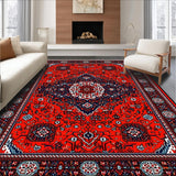 Ultra Soft Area Rug, Non Slip, Stain Resistant, Washable Area Rugs for Living Room, Bedroom, Red Vintage Boho Entryway Non-Slip Carpet(Red)