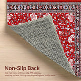 Ultra Soft Area Rug, Non Slip, Stain Resistant, Washable Area Rugs for Living Room, Bedroom, Playful Textured Flower Style(Red)