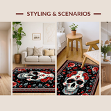 Ultra Soft Area Rug, Non Slip, Stain Resistant, Washable Area Rugs for Living Room, Bedroom, Gothic Rose Floral Elegance(Black)
