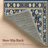 Ultra Soft Area Rug, Non Slip, Stain Resistant, Washable Area Rugs for Living Room, Bedroom, Waterproof Runner with Rustic Botanical Motif(Blue)