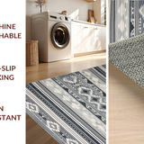 Ultra Soft Area Rug, Non Slip, Stain Resistant, Washable Area Rugs for Living Room, Bedroom, Dynamic Medallion Inspired Gray Design(Gray)