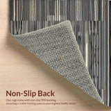 Ultra Soft Area Rug, Non Slip, Stain Resistant, Washable Area Rugs for Living Room, Bedroom, Elegant High-Contrast Linear Elements(Black)