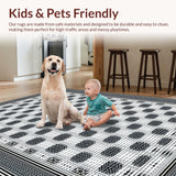 Ultra Soft Area Rug, Non Slip, Stain Resistant, Washable Area Rugs for Living Room, Bedroom, Stylish Abstract Linear Design(Black)