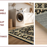 Ultra Soft Area Rug, Non Slip, Stain Resistant, Washable Area Rugs for Living Room, Bedroom, Elegant Floral Paisley Aesthetic(Black)