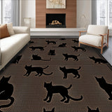 Ultra Soft Area Rug, Non Slip, Stain Resistant, Washable Area Rugs for Living Room, Bedroom, Artistic Abstract Cat Representation(Black)