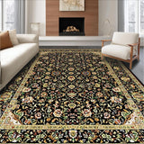 Ultra Soft Area Rug, Non Slip, Stain Resistant, Washable Area Rugs for Living Room, Bedroom, Chic Vintage Blossom Arrangement(Black)
