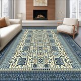 Ultra Soft Area Rug, Non Slip, Stain Resistant, Washable Area Rugs for Living Room, Bedroom, Classic Navy Blue and Beige(Blue)