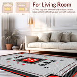 Ultra Soft Area Rug, Non Slip, Stain Resistant, Washable Area Rugs for Living Room, Bedroom, Dynamic Contemporary Dice Artwork(Black)
