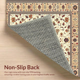 Ultra Soft Area Rug, Non Slip, Stain Resistant, Washable Area Rugs for Living Room, Bedroom, Intricate Floral Beige Area with Elegant Terracotta Accents(Beige)