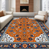 Ultra Soft Area Rug, Non Slip, Stain Resistant, Washable Area Rugs for Living Room, Bedroom, Lively Multi-Color Abstract Motif(Orange)