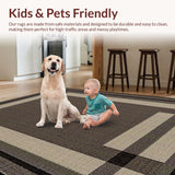 Ultra Soft Area Rug, Non Slip, Stain Resistant, Washable Area Rugs for Living Room, Bedroom, Contemporary Rustic Checkerboard Elegance(Beige)
