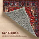 Ultra Soft Area Rug, Non Slip, Stain Resistant, Washable Area Rugs for Living Room, Bedroom, Contemporary Braided Tiled Aesthetic(Red)