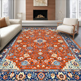 Ultra Soft Area Rug, Non Slip, Stain Resistant, Washable Area Rugs for Living Room, Bedroom, Eclectic Vintage Floral Tapestry(Red)