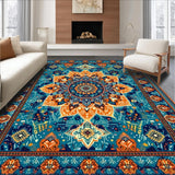 Ultra Soft Area Rug, Non Slip, Stain Resistant, Washable Area Rugs for Living Room, Bedroom, Vibrant Mandala Floral Composition(Blue)