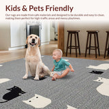 Ultra Soft Area Rug, Non Slip, Stain Resistant, Washable Area Rugs for Living Room, Bedroom, Stylish Cozy Cat Patterned Decor(Gray)