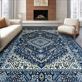 Ultra Soft Area Rug, Non Slip, Stain Resistant, Washable Area Rugs for Living Room, Bedroom, Chic Minimalist Lattice Design(Blue)