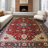 Ultra Soft Area Rug, Non Slip, Stain Resistant, Washable Area Rugs for Living Room, Bedroom, Rustic Warm Toned Floral Design(Red)