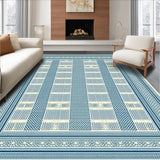 Ultra Soft Area Rug, Non Slip, Stain Resistant, Washable Area Rugs for Living Room, Bedroom, Rustic Textured Oval Motif(Blue)