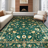 Ultra Soft Area Rug, Non Slip, Stain Resistant, Washable Area Rugs for Living Room, Bedroom, Faded Floral Vintage Aesthetic(Green)