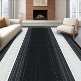 Ultra Soft Area Rug, Non Slip, Stain Resistant, Washable Area Rugs for Living Room, Bedroom, Sophisticated Neutral Diamond Layout(Black)