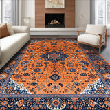 Ultra Soft Area Rug, Non Slip, Stain Resistant, Washable Area Rugs for Living Room, Bedroom, Elegant Minimalist Ogee Pattern Mix(Orange)