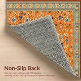 Ultra Soft Area Rug, Non Slip, Stain Resistant, Washable Area Rugs for Living Room, Bedroom, Vibrant Multi-Color Floral Elegance(Orange)