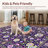Ultra Soft Area Rug, Non Slip, Stain Resistant, Washable Area Rugs for Living Room, Bedroom, Vibrant Abstract Organic Flow(Purple)