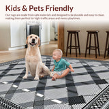 Ultra Soft Area Rug, Non Slip, Stain Resistant, Washable Area Rugs for Living Room, Bedroom, Modern Checkerboard Visual Appeal(Black)