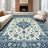 Ultra Soft Area Rug, Non Slip, Stain Resistant, Washable Area Rugs for Living Room, Bedroom, Urbane Oasis Collection Medallion Bloom Design(Ivory)