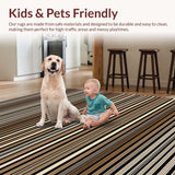 Ultra Soft Area Rug, Non Slip, Stain Resistant, Washable Area Rugs for Living Room, Bedroom, Contemporary Striped Visual Appeal(Brown)