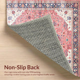 Ultra Soft Area Rug, Non Slip, Stain Resistant, Washable Area Rugs for Living Room, Bedroom, Graceful Traditional Floral Ensemble(Pink)