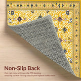 Ultra Soft Area Rug, Non Slip, Stain Resistant, Washable Area Rugs for Living Room, Bedroom, Lively Vintage Botanical Design(Yellow)