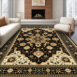 Ultra Soft Area Rug, Non Slip, Stain Resistant, Washable Area Rugs for Living Room, Bedroom, Cotton Blend Woven(Black)