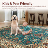Ultra Soft Area Rug, Non Slip, Stain Resistant, Washable Area Rugs for Living Room, Bedroom, Chic Neutral Toned Print(Blue)