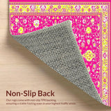 Ultra Soft Area Rug, Non Slip, Stain Resistant, Washable Area Rugs for Living Room, Bedroom, Cozy Earthy Toned Medallion(Pink)