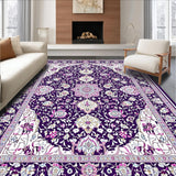 Ultra Soft Area Rug, Non Slip, Stain Resistant, Washable Area Rugs for Living Room, Bedroom, Chic Monochrome Vintage Blossom(Purple)