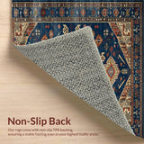 Ultra Soft Area Rug, Non Slip, Stain Resistant, Washable Area Rugs for Living Room, Bedroom, Tribal Inspired Vintage Motif(Blue)