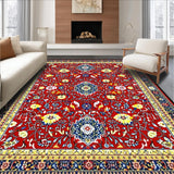 Ultra Soft Area Rug, Non Slip, Stain Resistant, Washable Area Rugs for Living Room, Bedroom, Colorful Coastal Medallion Arrangement(Red)