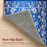 Ultra Soft Area Rug, Non Slip, Stain Resistant, Washable Area Rugs for Living Room, Bedroom, Serene Asian Elegance with Detailed Print(Blue)