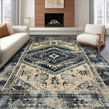 Ultra Soft Area Rug, Non Slip, Stain Resistant, Washable Area Rugs for Living Room, Bedroom, Rustic Vintage Tumbled Texture(Black)