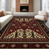 Ultra Soft Area Rug, Non Slip, Stain Resistant, Washable Area Rugs for Living Room, Bedroom, Forest Lodge Pet-Friendly Entryway Rug Elk Design(Red)
