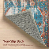 Ultra Soft Area Rug, Non Slip, Stain Resistant, Washable Area Rugs for Living Room, Bedroom, Vibrant Rustic Trellis Arrangement(Blue)
