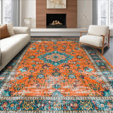 Ultra Soft Area Rug, Non Slip, Stain Resistant, Washable Area Rugs for Living Room, Bedroom, Contemporary Abstract Color Harmony(Orange)