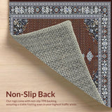 Ultra Soft Area Rug, Non Slip, Stain Resistant, Washable Area Rugs for Living Room, Bedroom, Intricate Geometric Spotted Design Area with Rich Brown and Silver Accents(Brown)