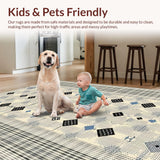 Ultra Soft Area Rug, Non Slip, Stain Resistant, Washable Area Rugs for Living Room, Bedroom, Artful Lattice Inspired Visual Harmony(Beige)