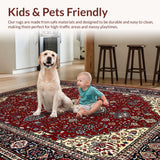 Ultra Soft Area Rug, Non Slip, Stain Resistant, Washable Area Rugs for Living Room, Bedroom, Rustic Heriz Inspired Aesthetic(Red)