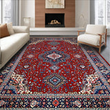 Ultra Soft Area Rug, Non Slip, Stain Resistant, Washable Area Rugs for Living Room, Bedroom, Rustic Distressed Geometric Motif(Red)