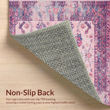Ultra Soft Area Rug, Non Slip, Stain Resistant, Washable Area Rugs for Living Room, Bedroom, Rustic Multi-Hued Ogee Pattern(Pink)