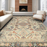 Ultra Soft Area Rug, Non Slip, Stain Resistant, Washable Area Rugs for Living Room, Bedroom, Cozy Retro Tiled Design(Beige)